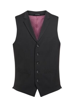Men's Luxury Navy Tailored Dress Vest with Pattern Lining